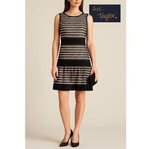 Just Taylor Black & White‎ Striped Drop-Waist Dress – Size 8